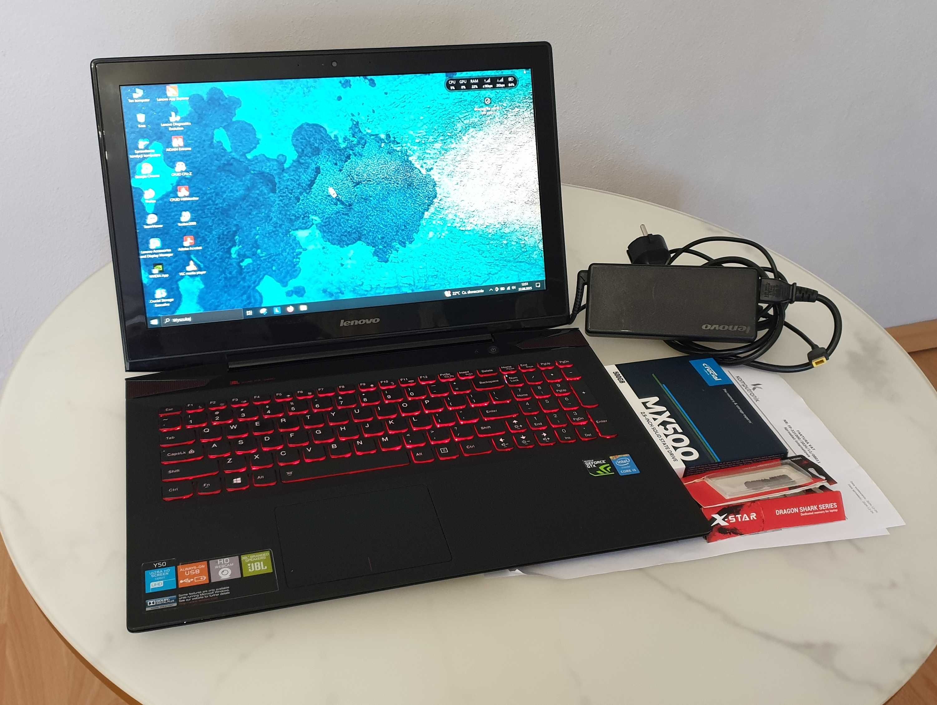 Lenovo Y50-70, i5 4 gen. GTX 860m nowy SSD Crucial MX500 500GB 16GBRAM