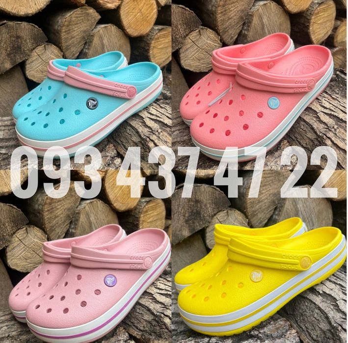 Жіночі Крокси Сабо Crocs Crocband Clog блакитні жовті пудра персикові