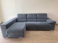Sofá elétrico, chaise longo, cinza, com 3 seções, retratil, elétrico,