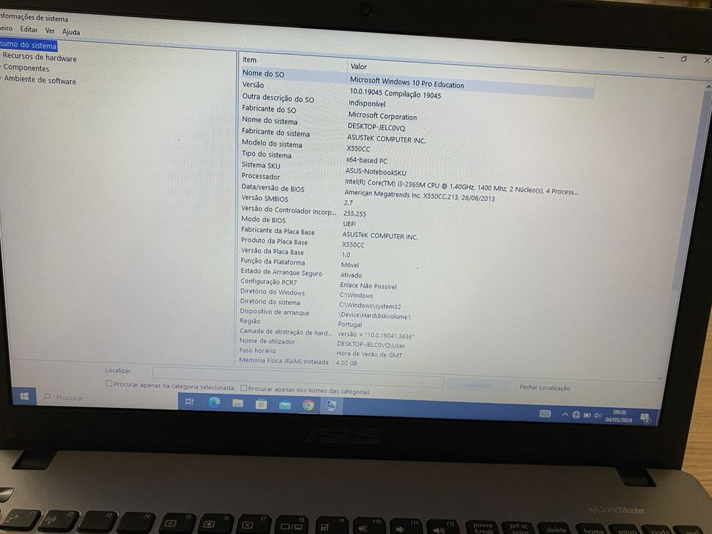 Portatil Asus K550C