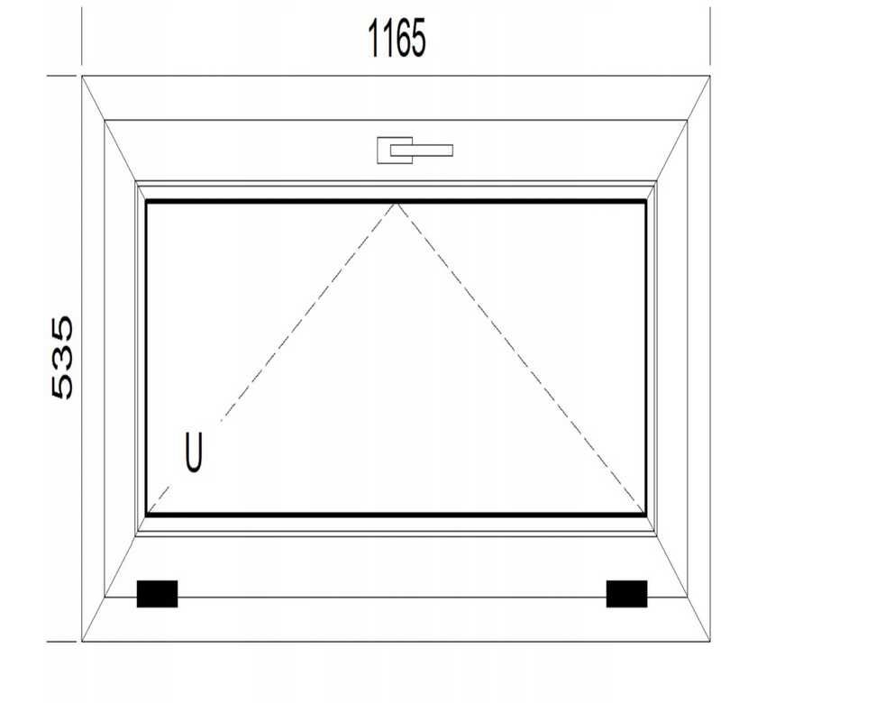 Okno PCV 2-szybowe fasadowe O3 białe 1165x535 mm uchylne do wewnątrz