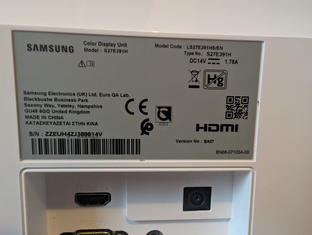 Monitor Samsung S27E391H