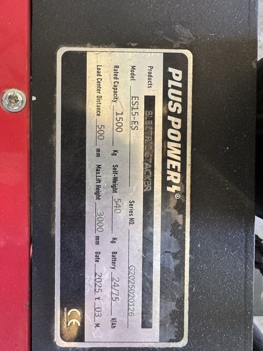 Stacker Plus Power 1500kg 3mt (Semi-Novo)