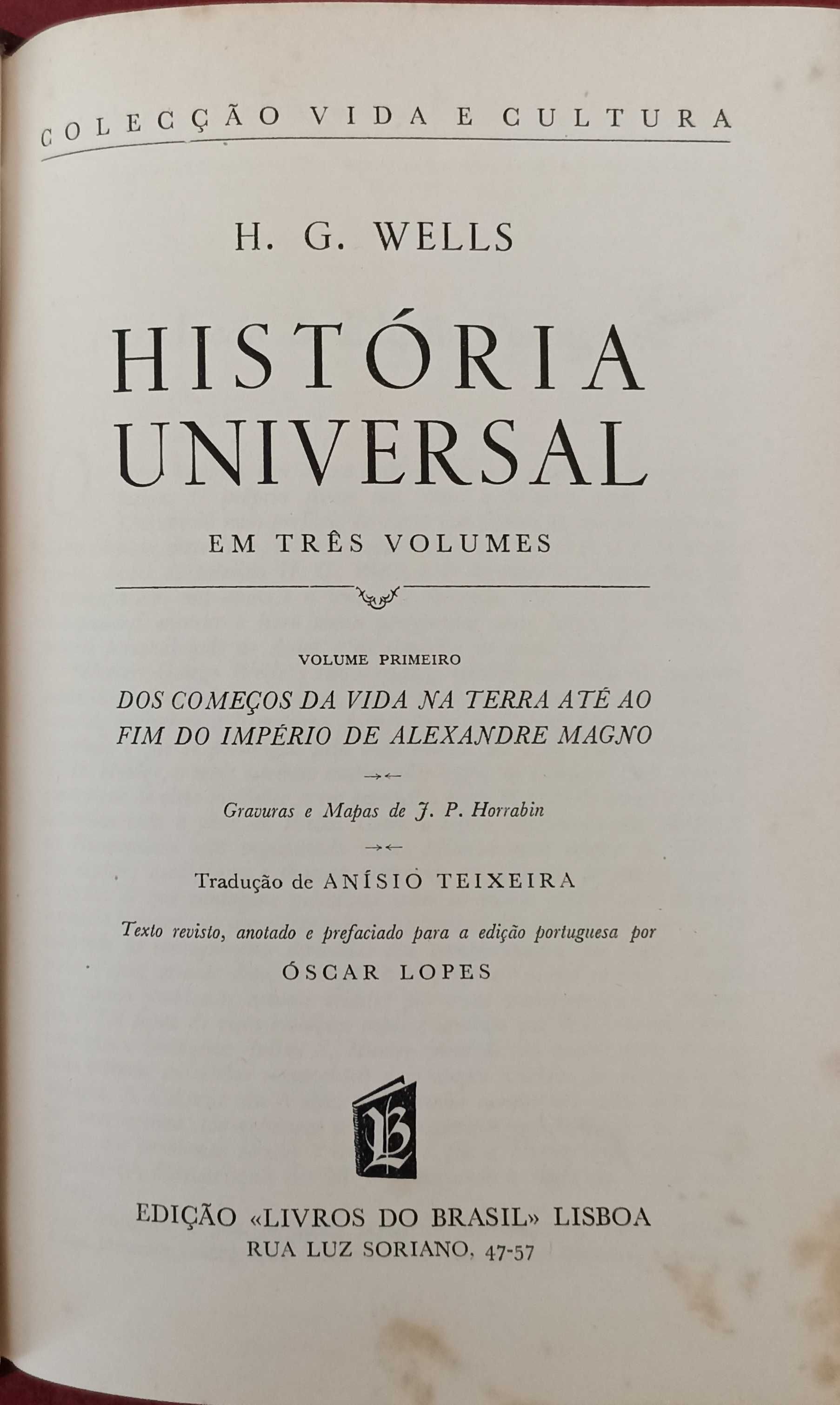 História Universal H. G. Wells  Edição Livros do Brasil
