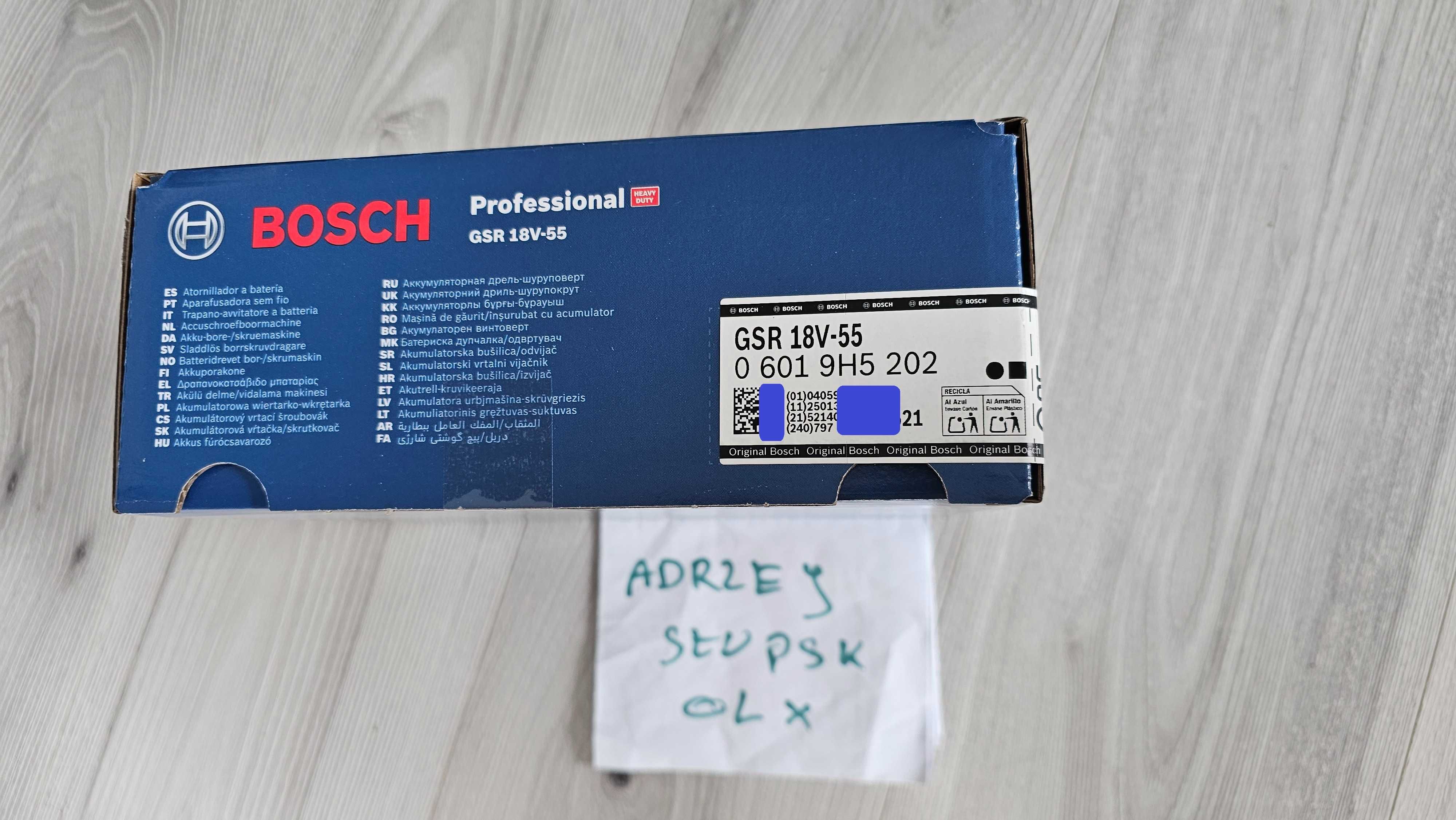 Wiertarko-wkrętarka GSR 18V-55 BOSCH NOWA oryginalna plomby