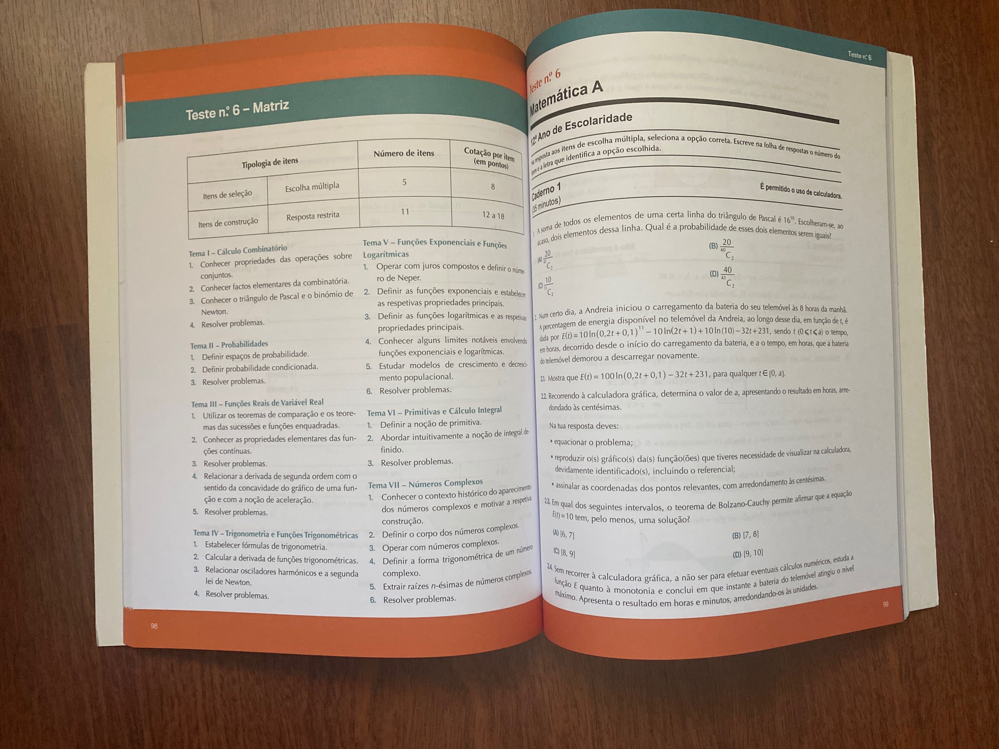 Expoente 12 Matemática A, caderno de exercícios/Provas - Livro Escolar