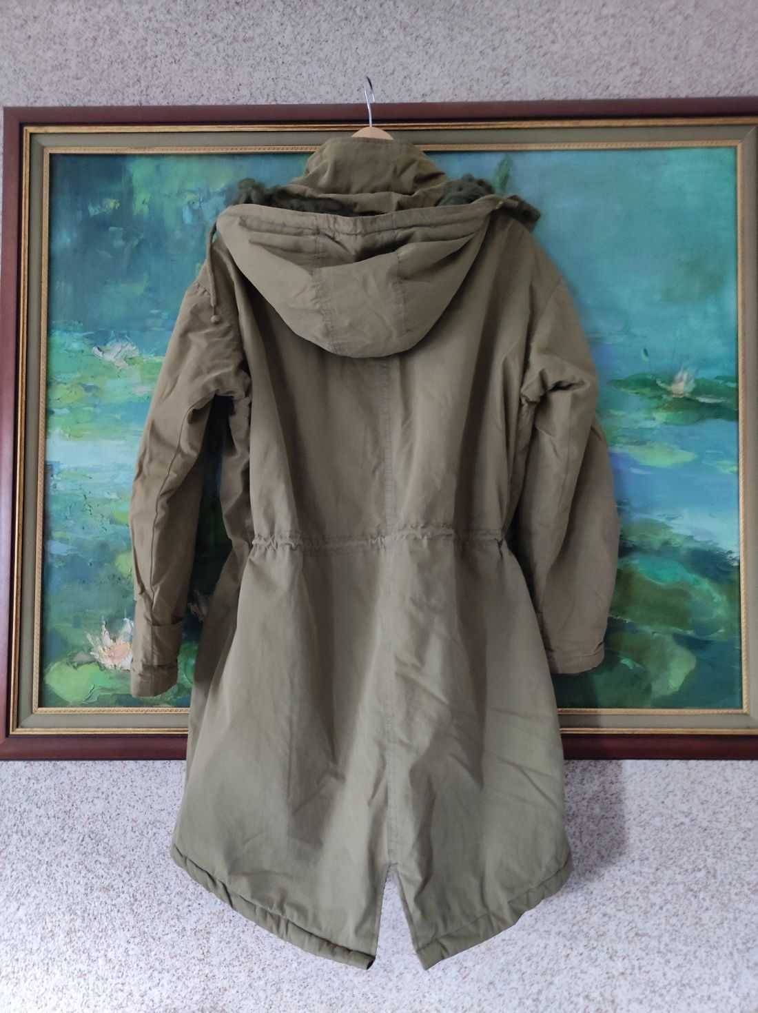 płaszcz parka kurtka norweska z kapturem militarna wojskowa army khaki