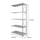 Regał magazynowy 5-półkowy STOW 275x130x60 cm moduł dostawny