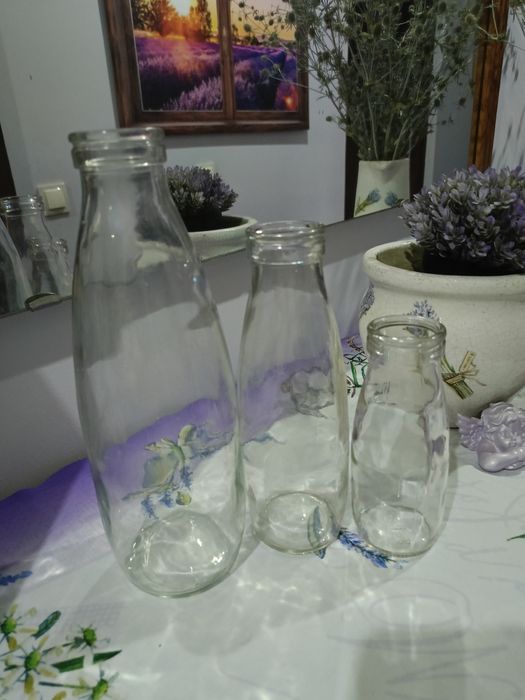 Butelki po śmietanie i mleku PRL