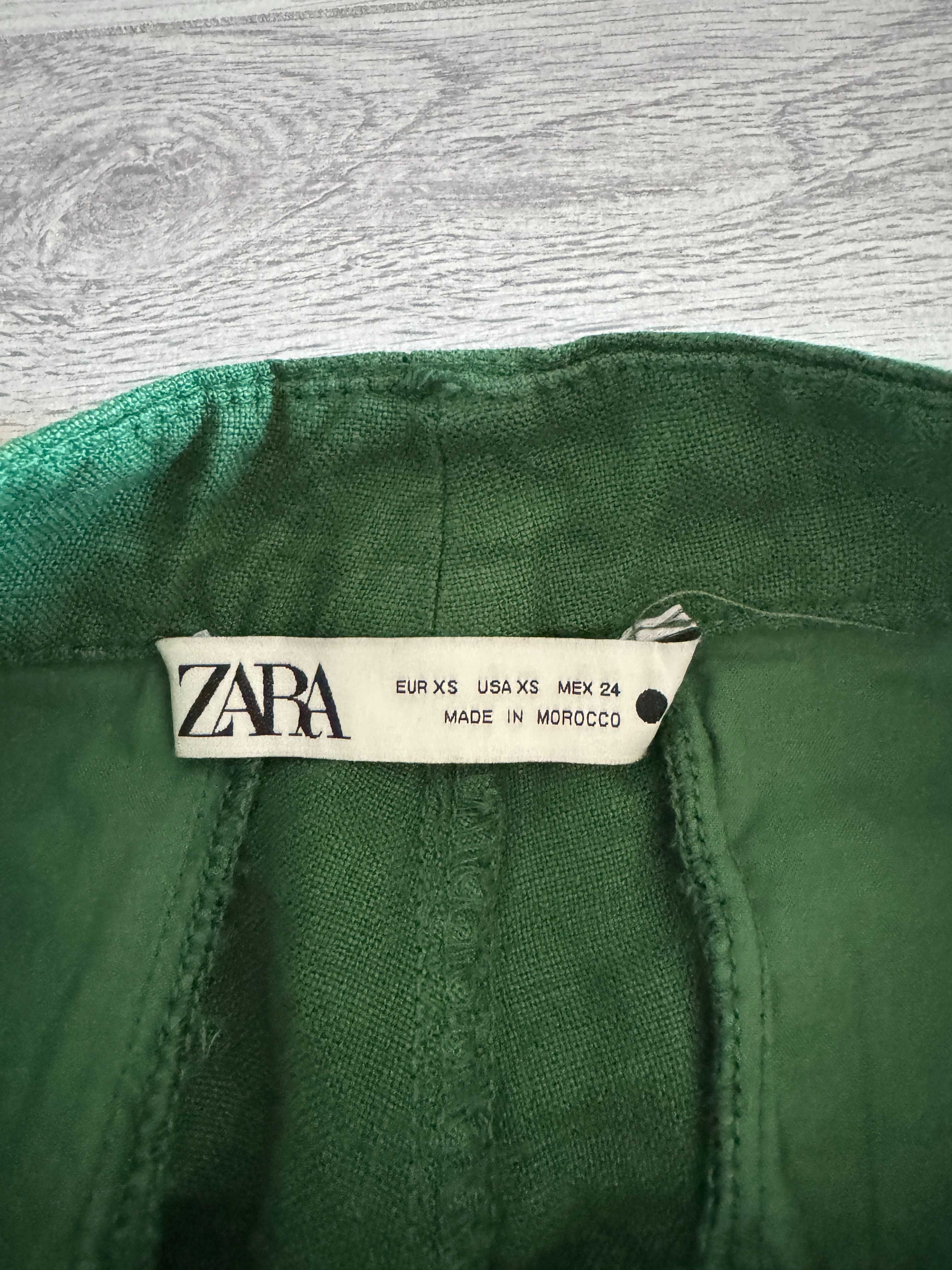 Lniane spodnie w zielonym kolorze Zara