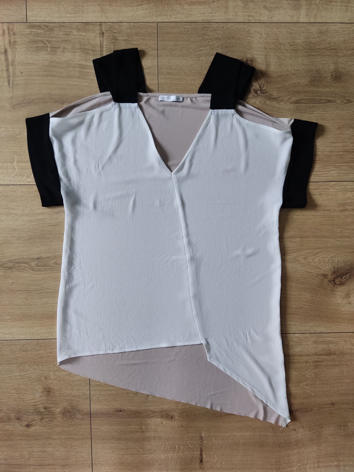 Bluzka damska Zara S 36 asymetryczna odkryte ramiona ciekawy krój