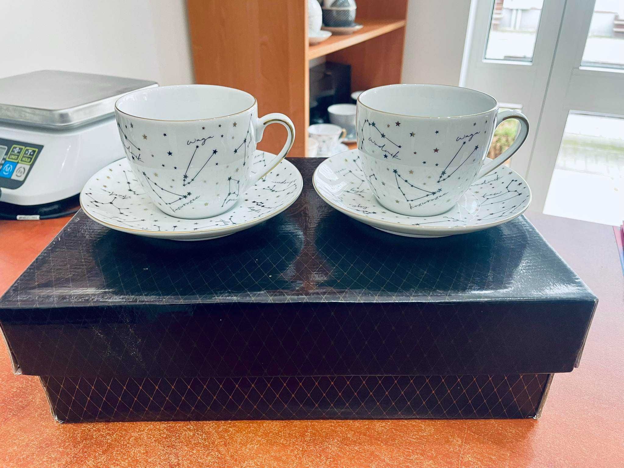 2 filiżanki ze spodkami porcelana bogucice 300ml zodiak dzień matki