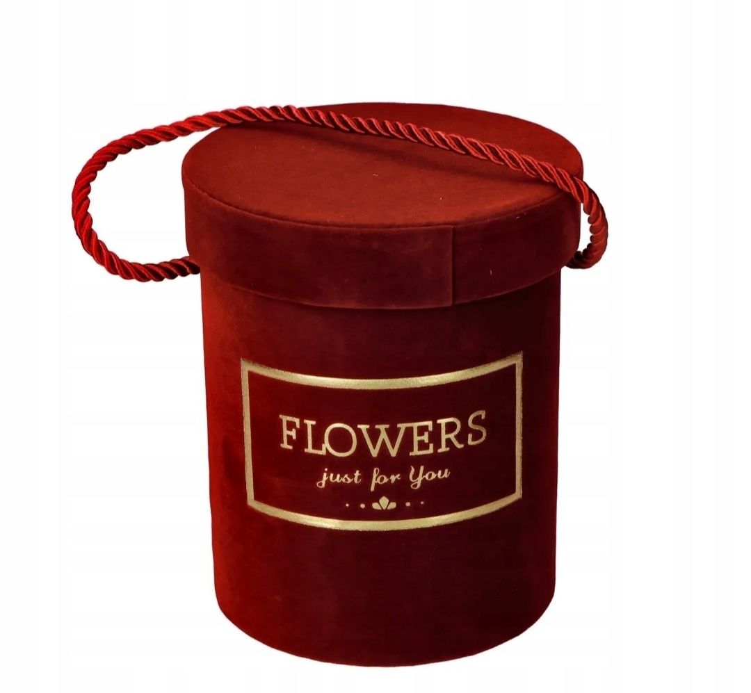 Pudełko flowerbox walec kwadrat nowe welur welurkowe Flowers Just For