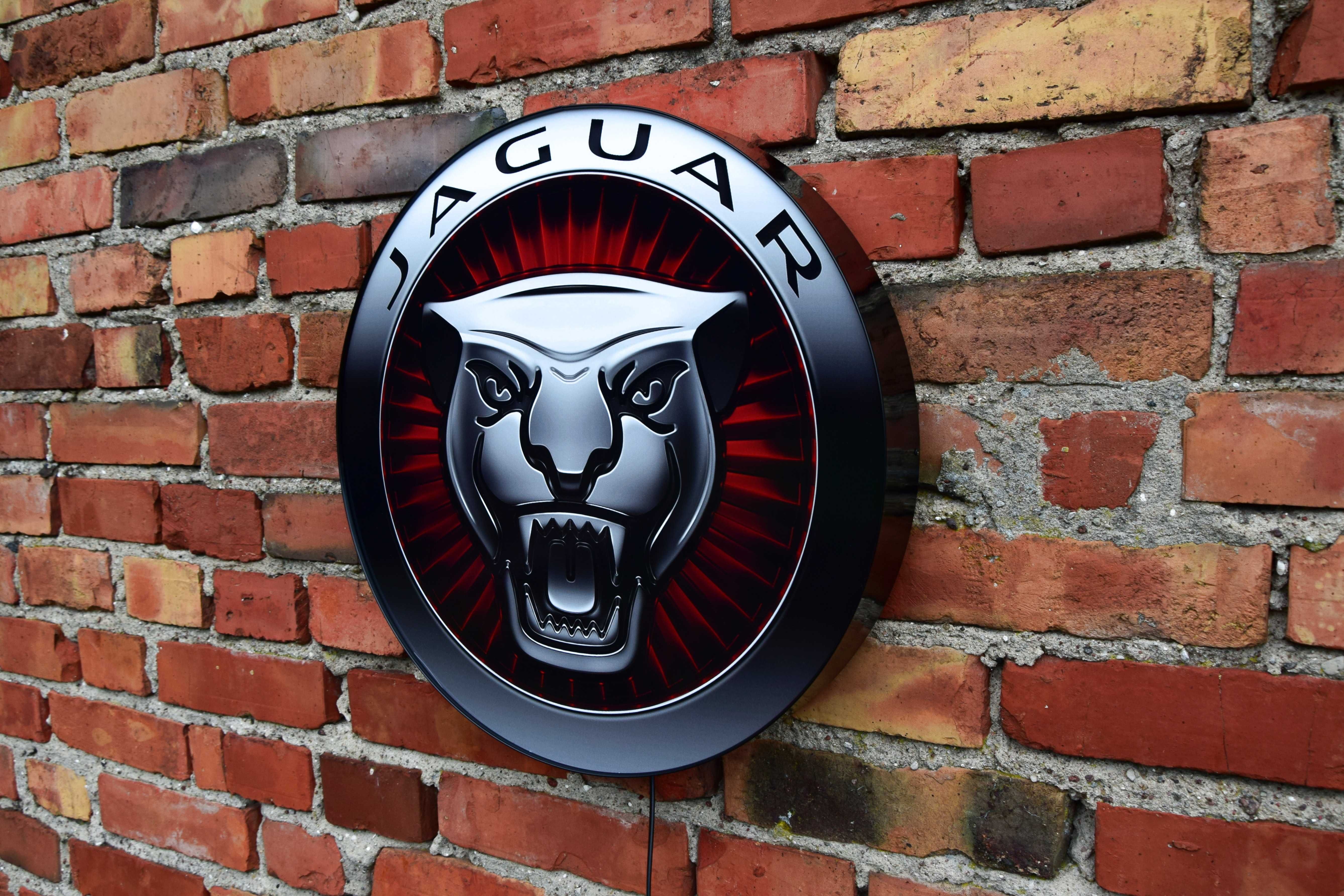 LED Neon JAGUAR, Logo świecące 3D, Lampa do garażu, Plafon, Lampka