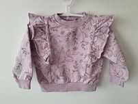 Bluza w kwiatki z falbankami, wrzosowa,  r. 74