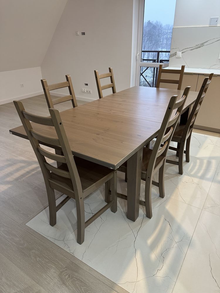 Stół + krzesła drewniany Ikea Stornas sosnowy lite drewno