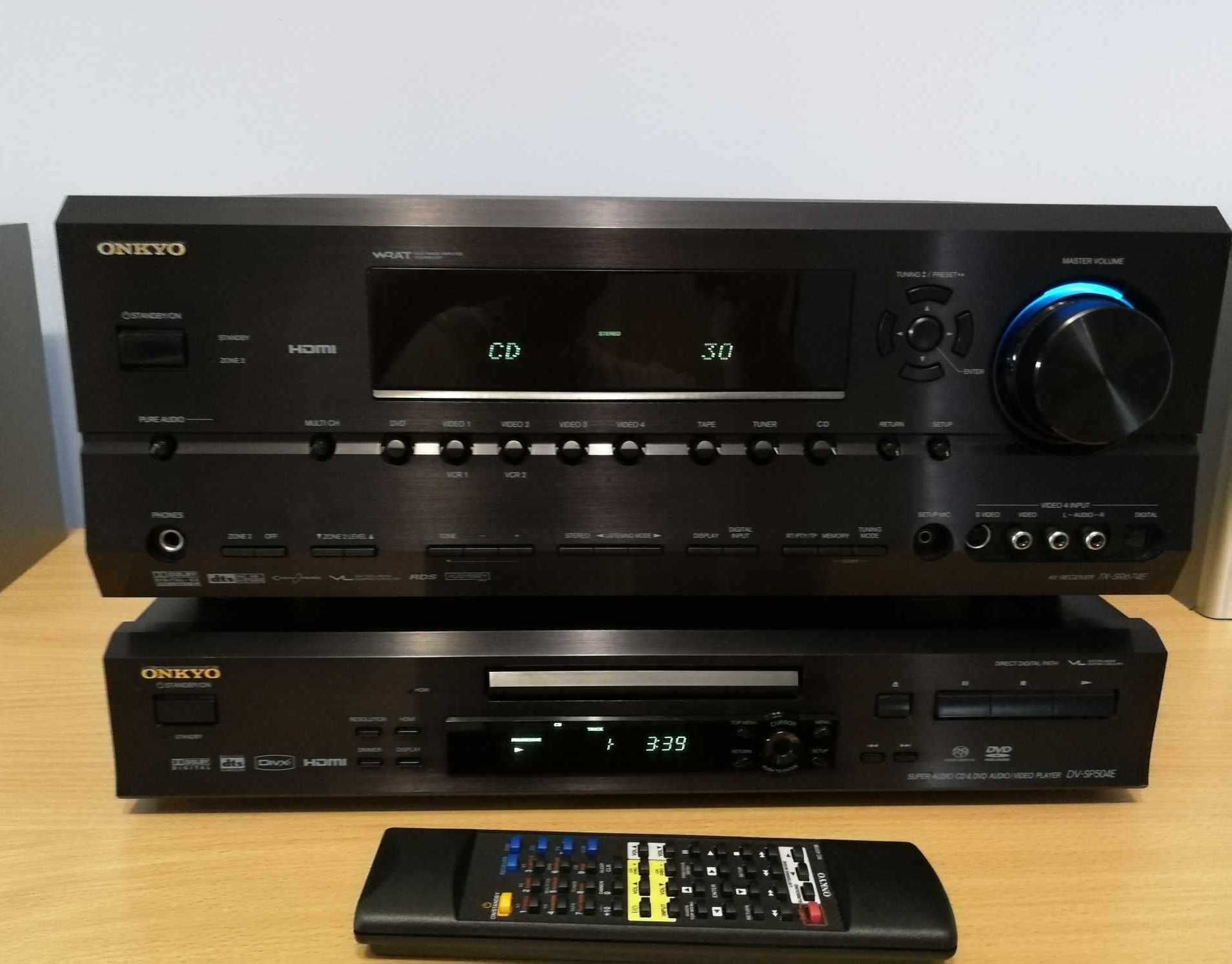 Amplituner ONKYO TX-SR674E Odtwarzacz DVD DV-SP504E Wysokie modele !