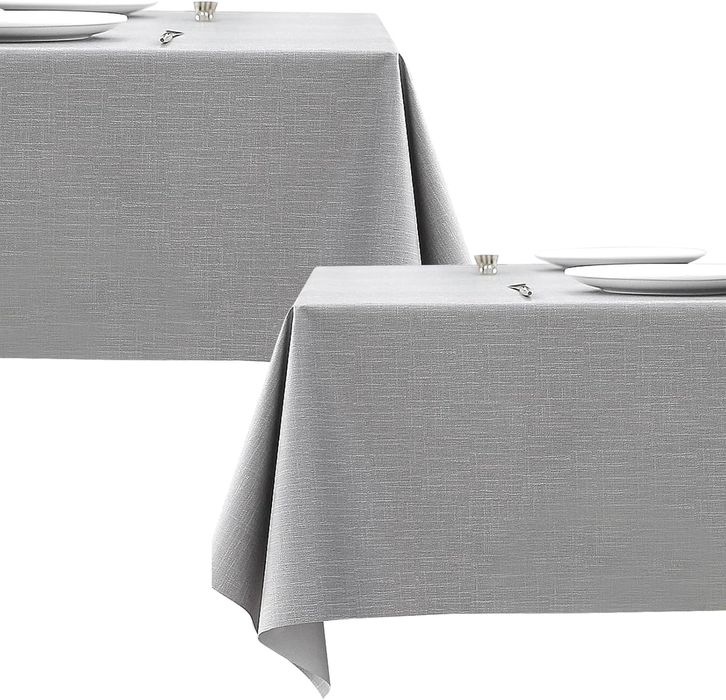 Obrus Wodoodporny Zestaw 2 Sztuki 140x200 cm Zmywalne PVC Szare
