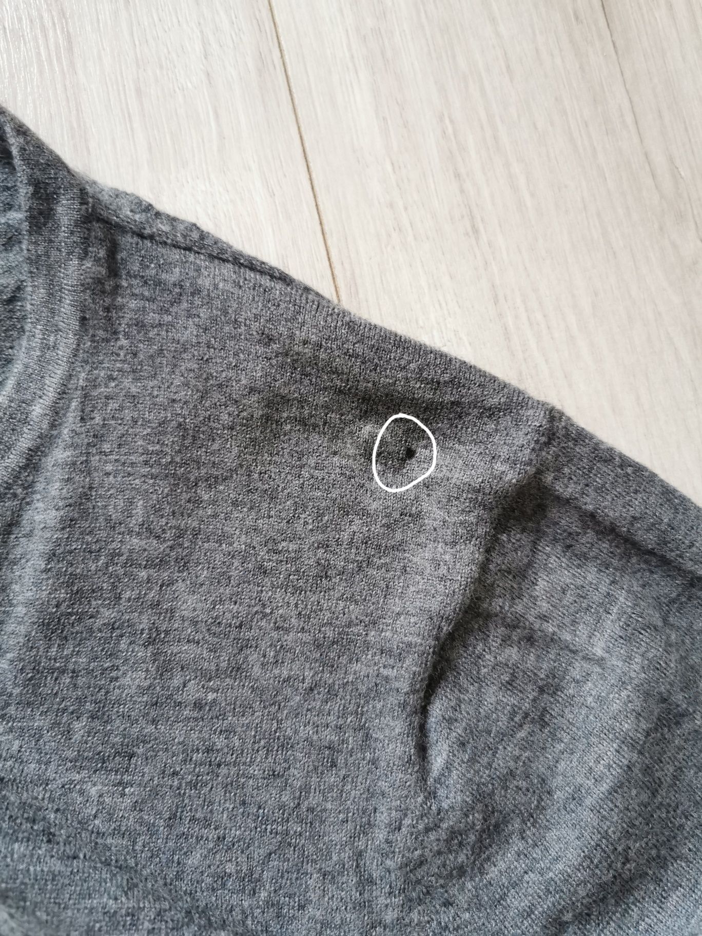 Linea wełniany cienki sweter szary / longsleeve Basic 100% wełna merin
