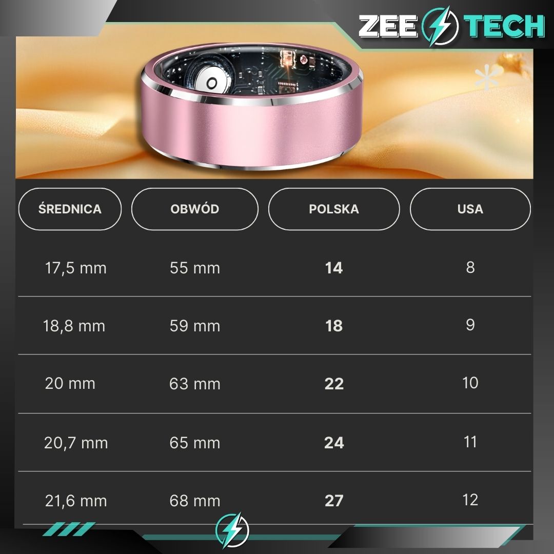 Smart Ring Inteligentny Pierścionek Tętno Sen Rozmiar 18 Smartring