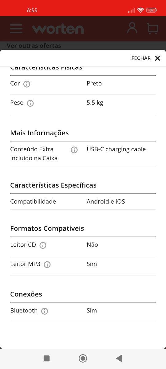 Coluna portatil sharp