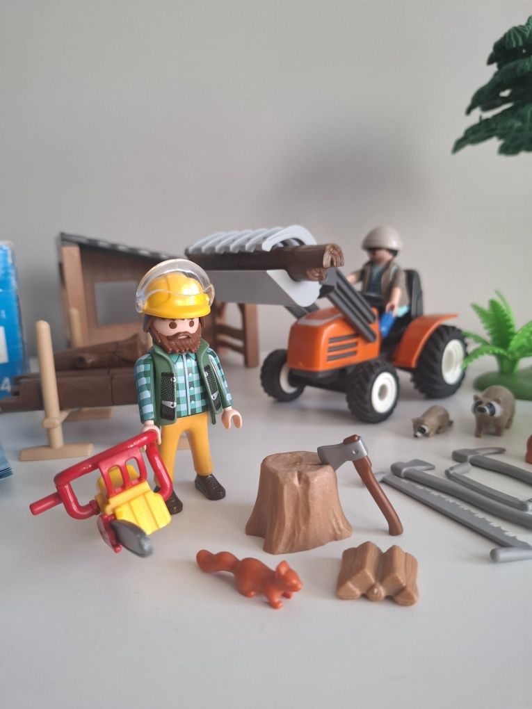 Playmobil traktor drwal drzewo przyczepka wieś 6814