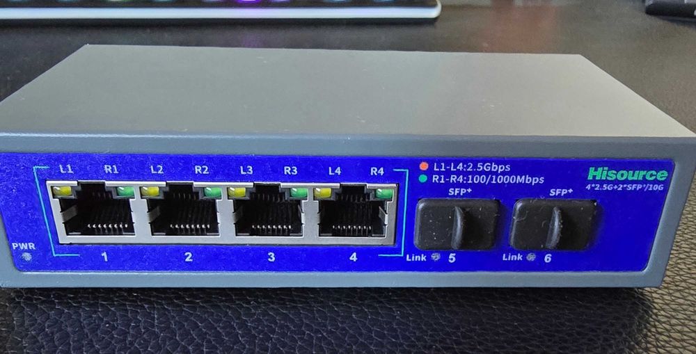 Switch de Rede 4 Portas 2.5G + 2 SFP/10G Hisource