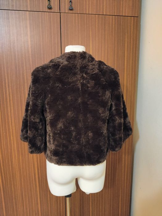 Krótkie ciemno brązowe futerko vintage 3/4 Monsoon