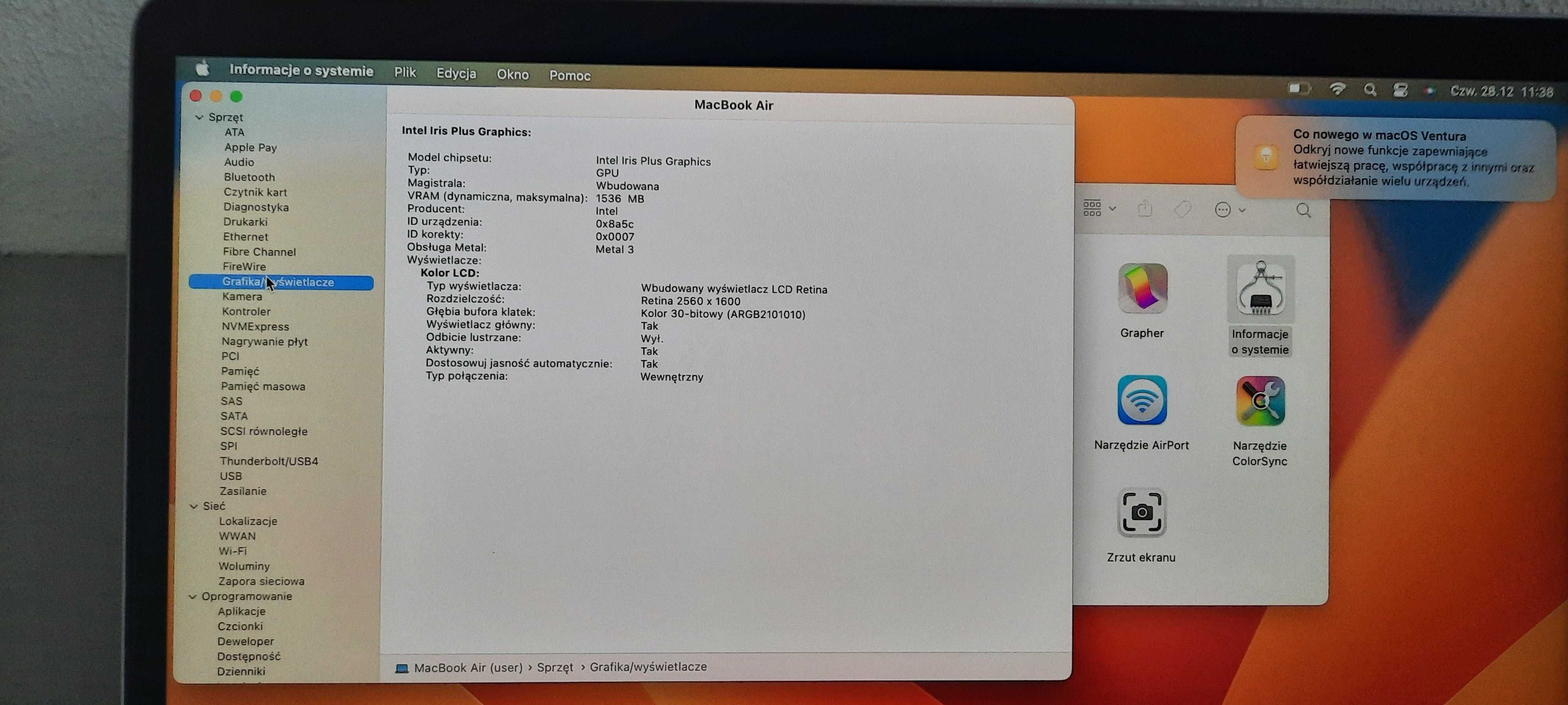 MacBook Air 13" i3 1.1GHz/8GB/256GB SSD/Iris Plus