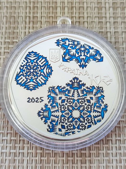 Новорічна іграшка.  Срібна монета  925,0 вага 31.1