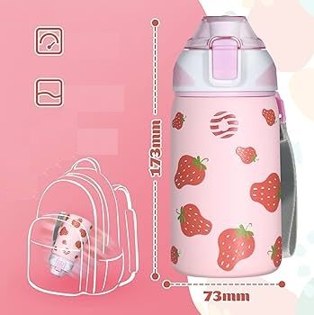 Butelka Na Wodę Termiczna Stal Nierdzewna 400ml Truskawka
