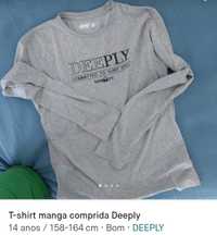 T-shirt manga comprida cinzenta Deeply