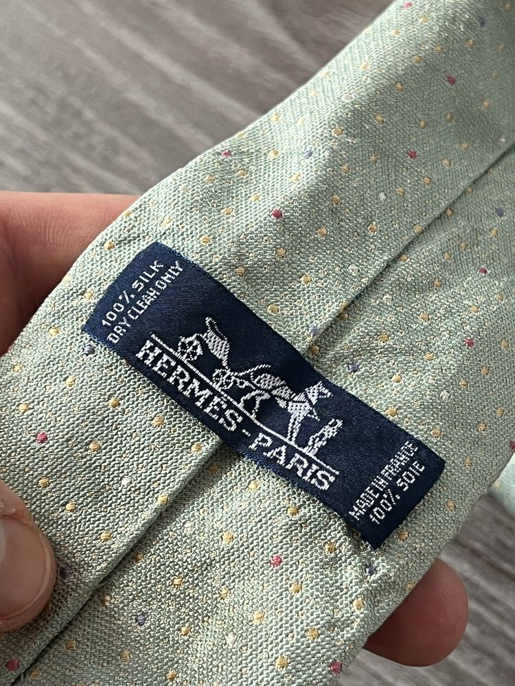 Vintage Krawat Hermes Paris Luxury Made in France Monogram 100% Silk