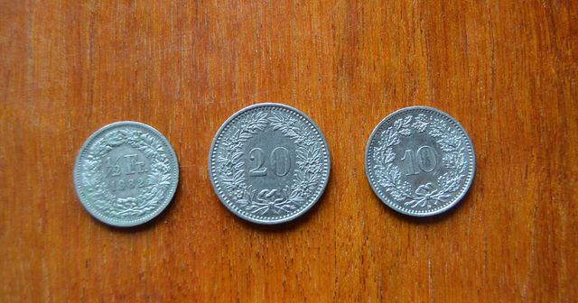 Современные монеты Швейцарии: 1/2 франка,10,20 раппенов.Цена за набор!