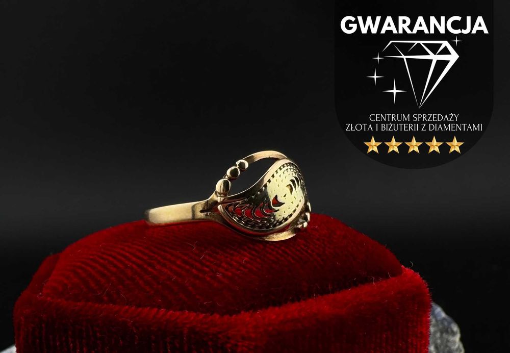Złoty Pierścionek z Wyjątkowym Wzorem | JAK NOWY | 585 | 1.46g