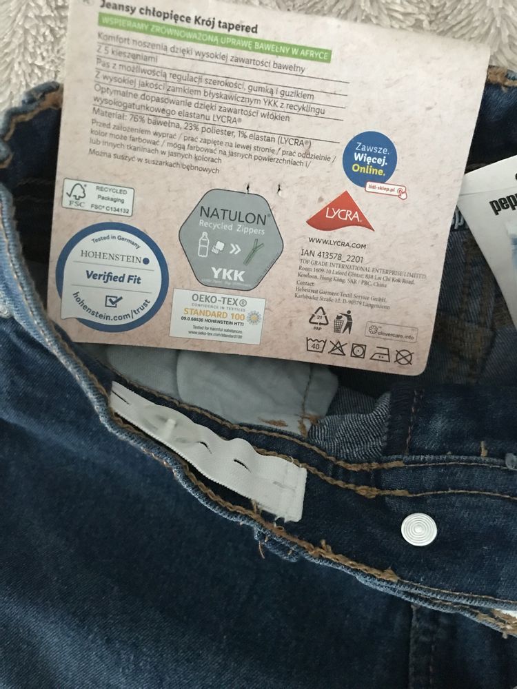 Spodnie chłopięce jeansowe Tapered Fit - Pepperts Regular Rise 146 cm