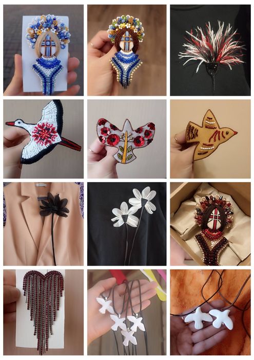 Брошка змія  колосок мотанка патріотична мак серце лелека ластівка