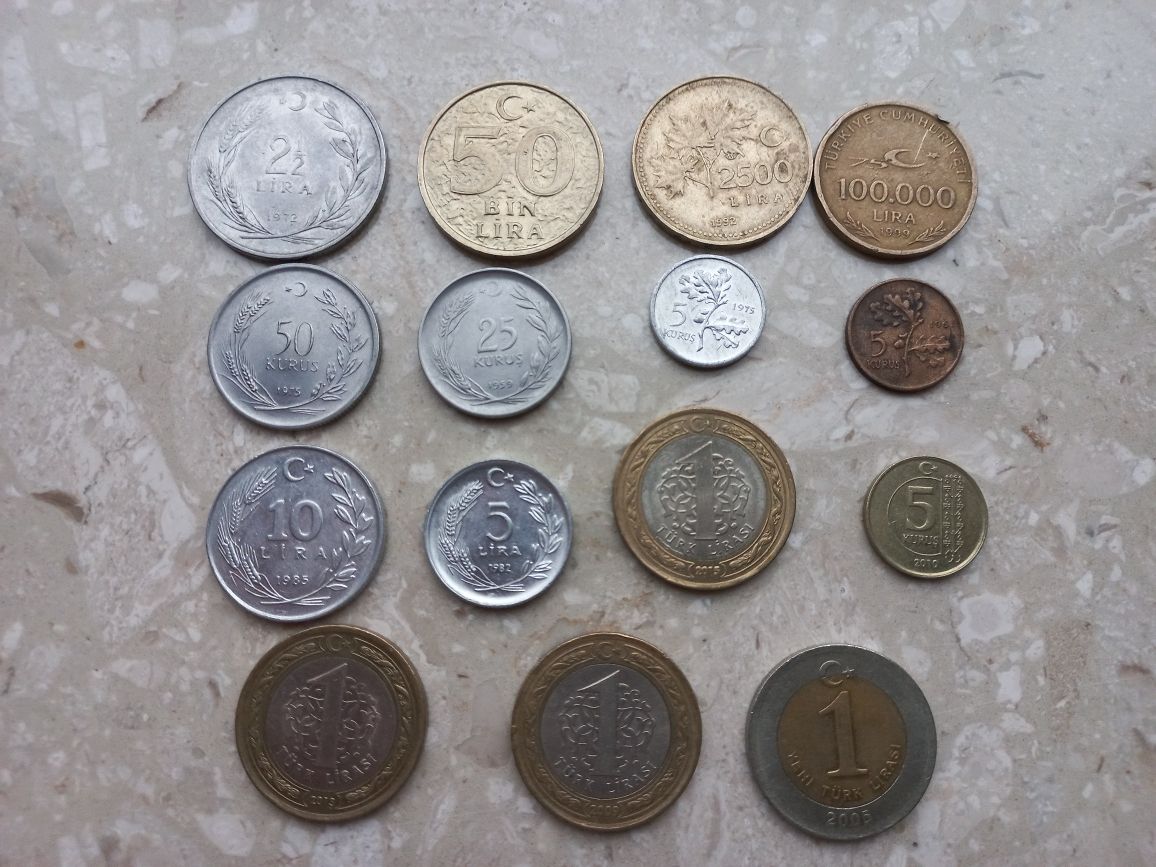Turcja - Zestaw 15 historycznych monet obiegowych