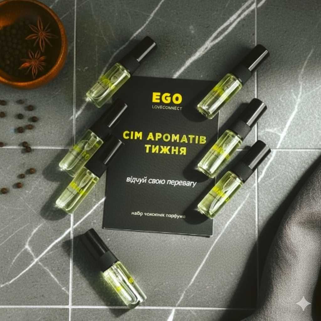 Чоловічий набір парфумів з феромонами від EGO Loveconnect, 7×3 мл