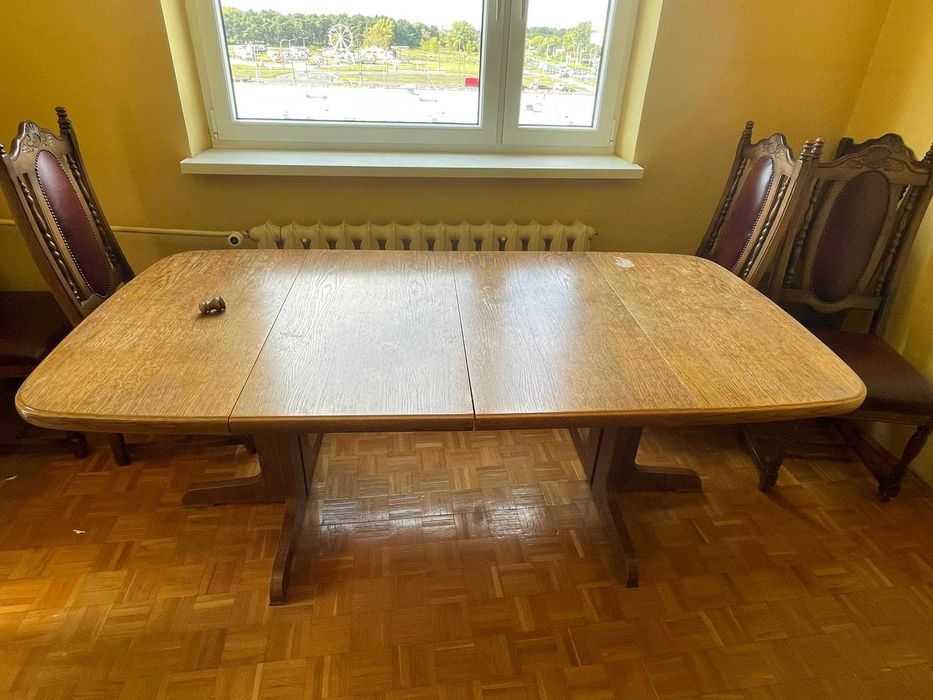 Stół drewniany dębowy rozkładany 100x100 -rozkładany 300x100 12 osób