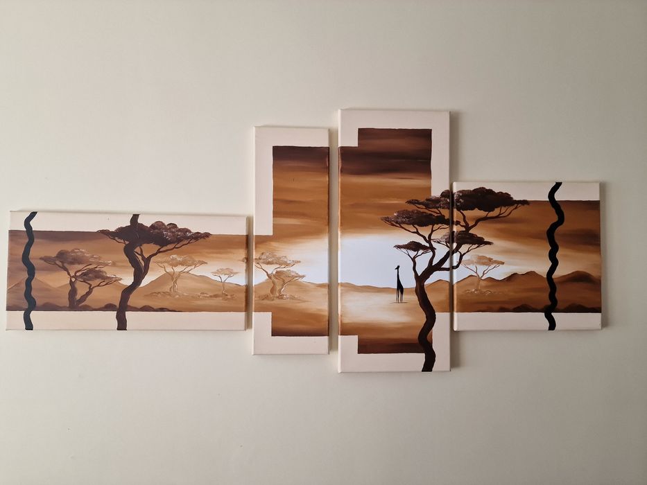 Obraz 4 elementy ręcznie malowany