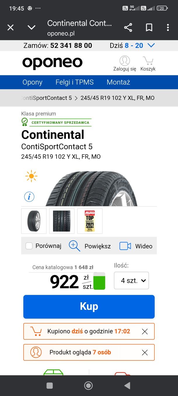 245/45 r19 continental sport contact 5 firmowe 2 opony okazyjna cena