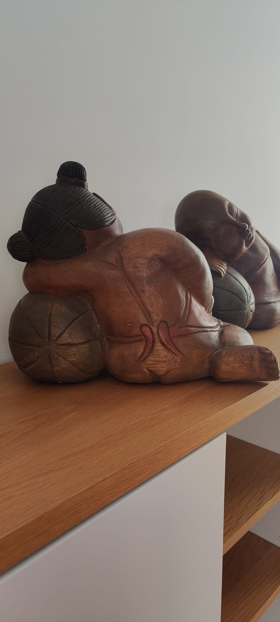 Par de esculturas madeira