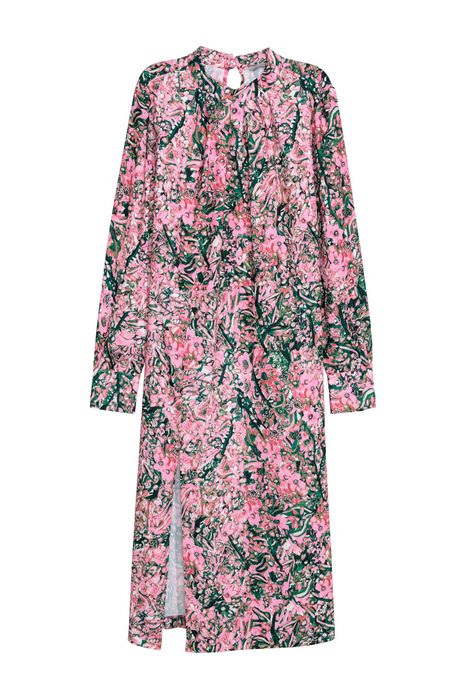 Różowa sukienka midi w kwiaty retro vintage H&M 38