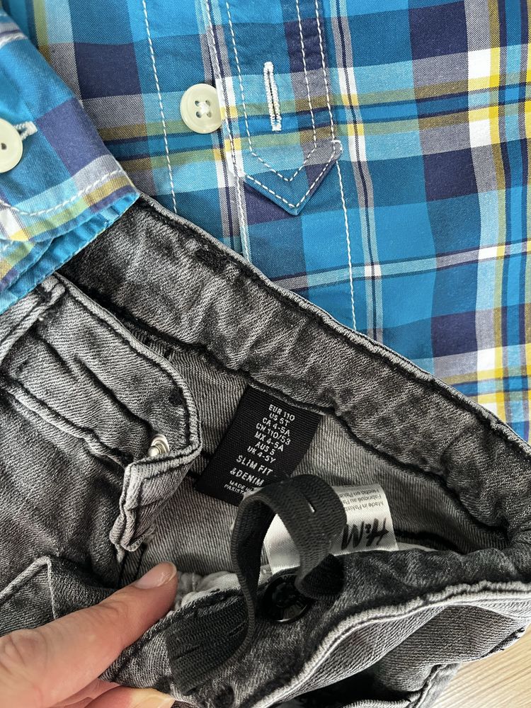 Spodnie jeansy i koszula elegancka dla chłopca r 110