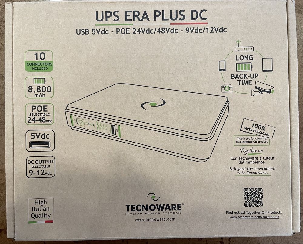 ДБЖ UPS для роутера, медіаконвертора Tecnoware Mini USV Era  9VDC/12V