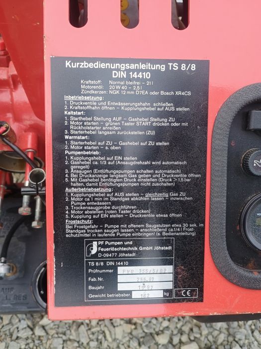 Motopompa strażacka PFJ Jöhstadt TS 8/8 - Niemiecka jakość!