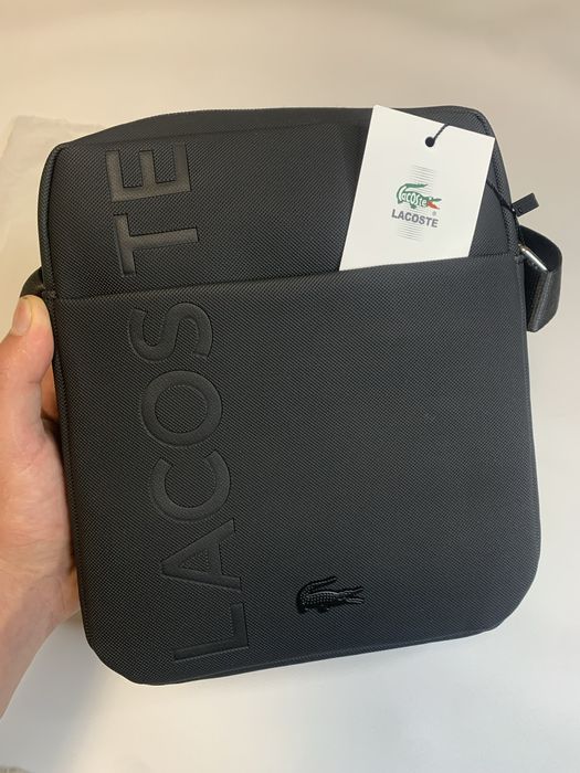 Сумка Lacoste барсетка Лакоста месенджер чоловіча сумка/чорна сумка