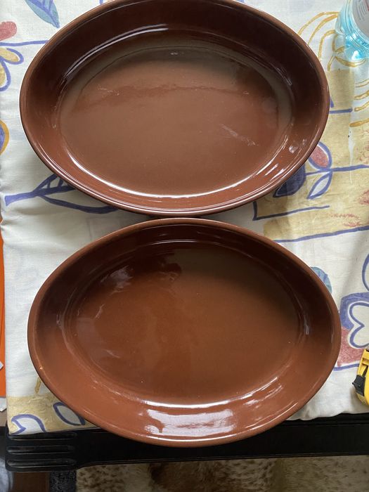 Stara szkliwiona misa brytfanna owalna