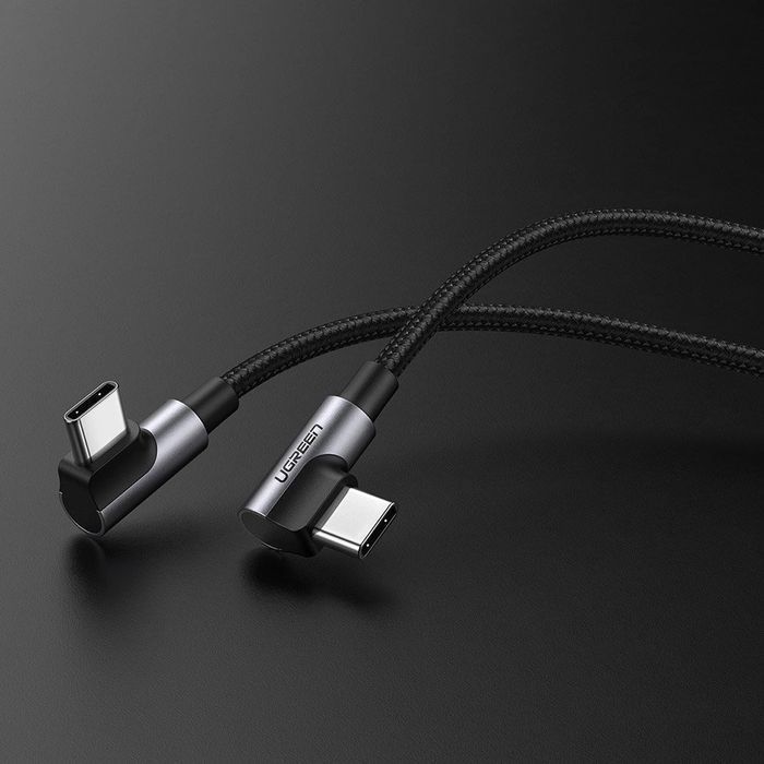 Ugreen kątowy kabel z bocznym wtykiem USB C - USB C PD QC FCP 3A 1m